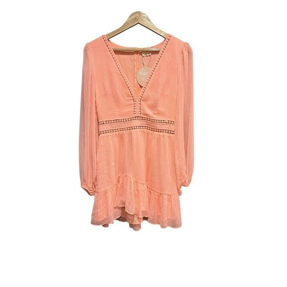 Nwt Sage & Paige In Heaven Mini Dress Neon Orange Pink Womens Size Medium Summer - Picture 3 of 9